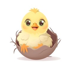 Wall Mural - Whimsical illustration of a chick in playful colors