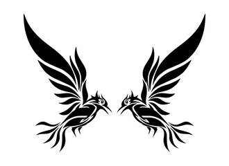 Wall Mural - Eagle bird tribal tattoo silhouette illustration