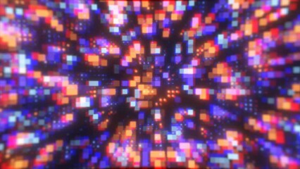 Poster - Abstract futuristic hi-tech energy particles dots and squares magical bright glowing background