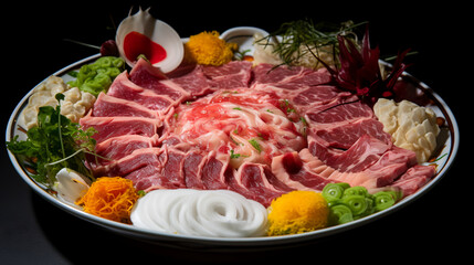 Wall Mural - Get ready to be captivated by the flavors of Japanese beef and a tantalizing egg dish!  Watch as the beef is cooked to perfection and the eggs are transformed into a culinary delight.