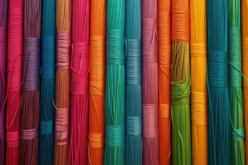 Wall Mural - Background texture of colorful threads. AI