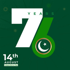 Wall Mural - Vector Illustration for 14th August Independence day of Pakistan.
76 year azadi