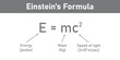 © SAMYA - Einstein's formula. Energy, mass and speed of light equation. EMC formula. Mass and energy Einstein equation. Physics resources for teachers and students. Vector illustration.