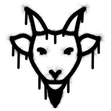 Goat Head Graffiti With Black Spray Paint