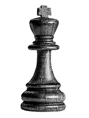 chess king piece isolated halftone dots texture bitmap retro vintage pop art style collage element for mixed media modern crazy design banner poster