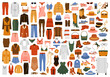 Vector set of casual clothing, shoes, accessories.