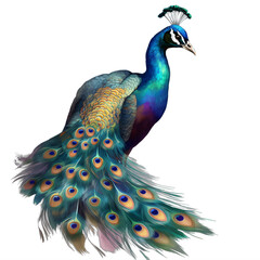 Wall Mural - a peacock with its feathers spread out on a transparent background png isolated generative ai