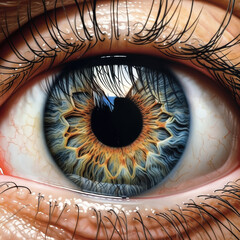 ultra realistic macro shot photograph of a human eye, highly dramatic detailed iris, lighting, close