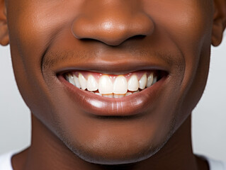 Beautiful female smile after teeth whitening procedure. Dental care. Dentistry concept.