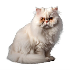 Wall Mural - a fluffy white persian cat with orange eyes on a transparent background png isolated generative ai