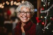 © Leon Waltz - Portrait of smiling senior woman in eyeglasses at christmas