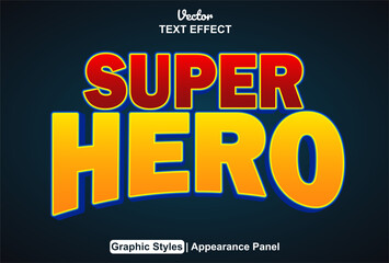 Fototapete - super hero text effect with yellow graphic style and editable