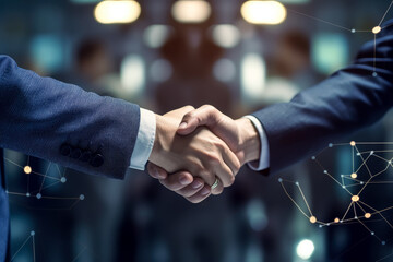 Two Business professional, people in suit shaking hands. Generative Ai.