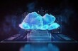 © Kishore Newton - Wide view of cloud server theme illustration. Generative AI