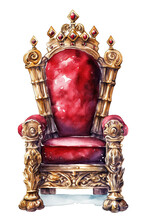 Throne King Seat Watercolor Clipart Isolated On White Background