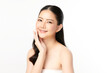 © kitthanes - Beautiful young asian woman with clean fresh skin on white background, Face care, Facial treatment, Cosmetology, beauty and spa, Asian women portrait.