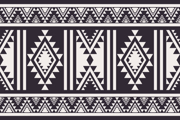 Wall Mural - Southwest Navajo border black and white pattern. Vector traditional ethnic southwest border seamless pattern. Ethnic geometric black and white pattern use for textile, carpet, cushion, wallpaper, etc.