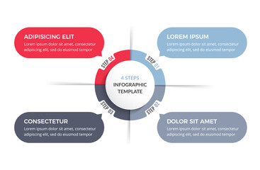 Circle diagram with 4 steps with place for your text, infographic template