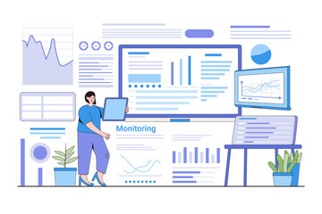 Poster - internet of everything (ioe) concept with a person interacting with devices and monitoring data flow