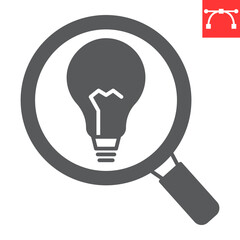 Poster - Finder solution glyph icon, solution and business , magnifier and lightbulb vector icon, vector graphics, editable stroke solid sign, eps 10.