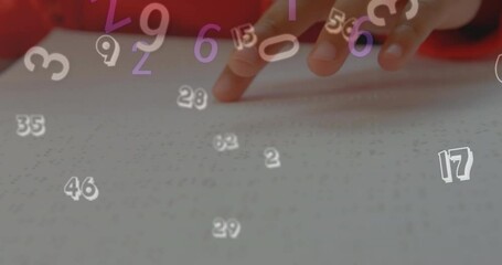 Poster - Animation of changing numbers over cropped hand of blind child reading book