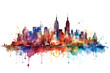 Colorful watercolor effect skyline of New York City - Generative AI