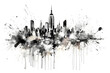 Black and white watercolor effect skyline of New York City - Generative AI