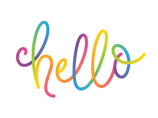 Wall Mural - HELLO vector monoline calligraphy banner with colorful gradient