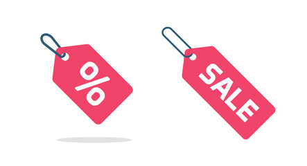 Poster - Discount offer sale tag price icon vector clipart, special off label red coupon sticker percentage promotion for internet shop store modern design image graphic isolated