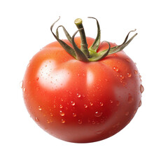 a red tomato with drops of water on a transparent background. Generative AI