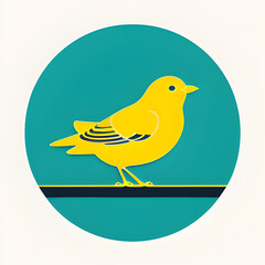 Wall Mural - Round logo of a yellow bird. Generative AI