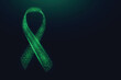 Liver Cancer Awareness Month concept. Banner with emerald green ribbon awareness and text. Vector illustration