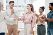 © M Einero/peopleimages.com - Handshake, clapping and business women in meeting success, celebration or CEO thank you, onboarding or hiring. Applause, mentorship and people shake hands in achievement, thanks and project promotion