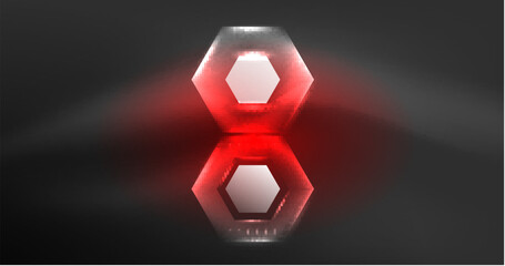 Poster - Neon hexagon background. Hi-tech design for wallpaper, banner, background, landing page, wall art, invitation, prints, posters