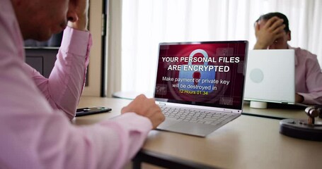 Poster - Ransomware Malware Attack. Business Computer Hacked