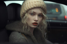 Portrait Of A Woman In A Car