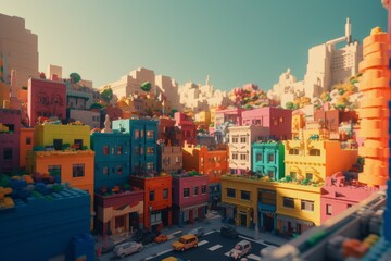 Wall Mural - Brick metropolis. Generate Ai