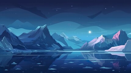 Poster - Abstract background night glaciers. A stunning banner design with an abstract background and a carefully crafted  illustration depicting the ethereal beauty of night glaciers. Generative AI.