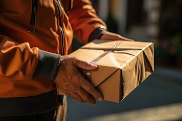 Poster - Hands delivery man parcel. Generate Ai