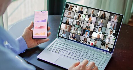 Aufkleber - Watching Video Conference Business Webinar