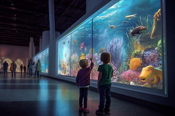 Poster -  An engaging image featuring artworks that invite viewer participation, encouraging interaction and active engagement with the artwork.  Generative AI technology.