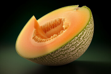 Aufkleber -  A photograph of a sliced, ripe melon, such as cantaloupe or honeydew, with its juicy, pale flesh and refreshing taste.  Generative AI technology.