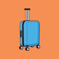 Travel trolley bag illustration design, blue travel trolley bag isolated