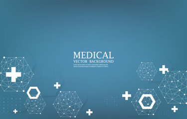 Wall Mural - blue technology medical vector background.geometric hexagon.blue wallpaper.