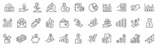 Set Of Line Icon Related To Income, Salary, Money, Business. Outline Icon Collection. Editable Stroke. Vector Illustration