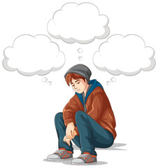 Sticker - Depressed teenage with speech bubbles