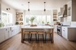 © dendyh7 - Bright, Spacious and Modern Farmhouse Style Kitchen Created with Generative AI