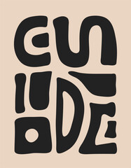Poster - Abstract print with black organic cut out shapes on a beige  background. Trendy vector collage.