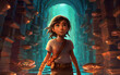 person At the midpoint of their journey, Amelia, a young archaeologist on a quest to uncover the lost civilization of Atlantis, Generative AI