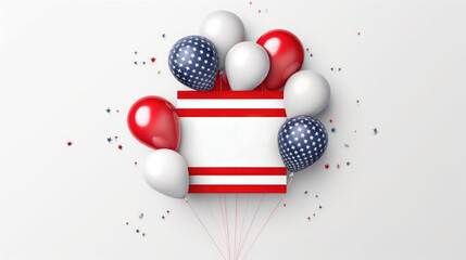 Wall Mural - independence day of USA with white background top view Created With Generative AI Technology